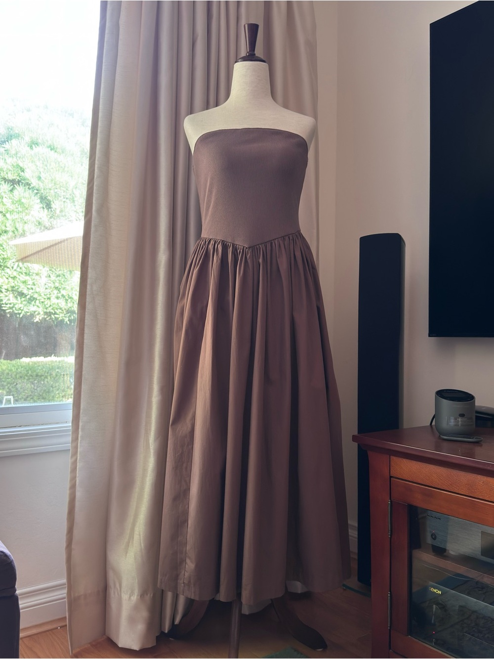 By Anthropologie Strapless Basque-Waist A-Line Midi Dress Brand New Large - Picture 2 of 12